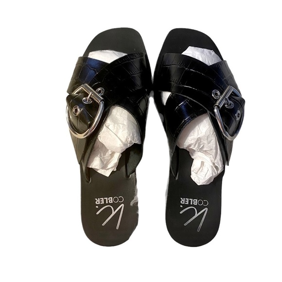 K.COBLER Women’s Leather Cross Buckle Slide Size 6 - Picture 6 of 6